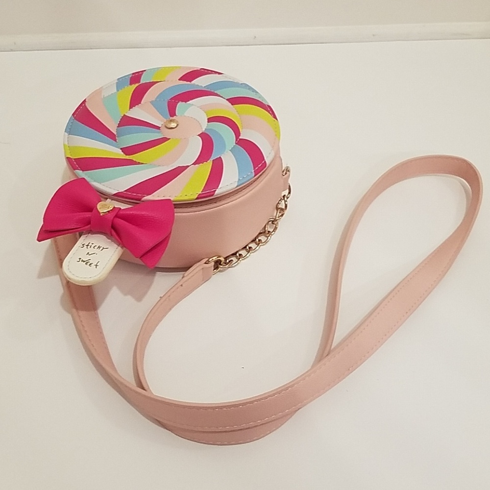 Betsey Johnson Pink Swirl Lollipop Crossbody Bag